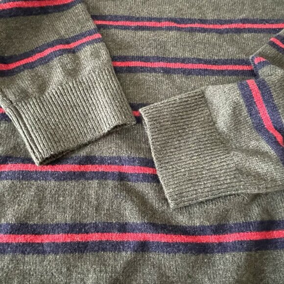 BROOKS BROTHERS GREEN/RED STRIPED LAMBSWOOL SWEATER WITH ELBOW PATCHES SZ XXL - Picture 4 of 8